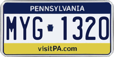 PA license plate MYG1320
