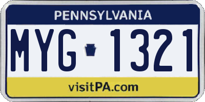 PA license plate MYG1321