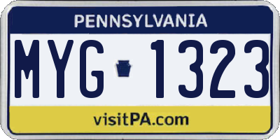 PA license plate MYG1323