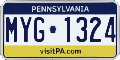 PA license plate MYG1324