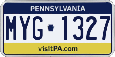 PA license plate MYG1327