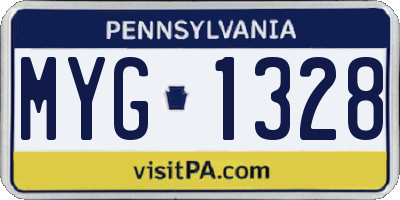 PA license plate MYG1328