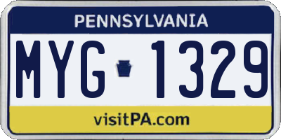 PA license plate MYG1329