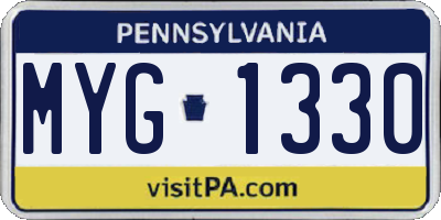 PA license plate MYG1330