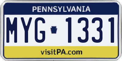 PA license plate MYG1331