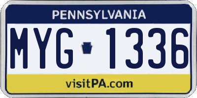 PA license plate MYG1336