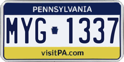 PA license plate MYG1337