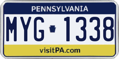 PA license plate MYG1338