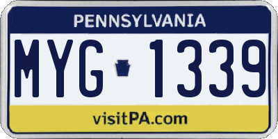 PA license plate MYG1339