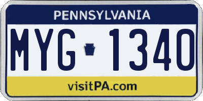 PA license plate MYG1340