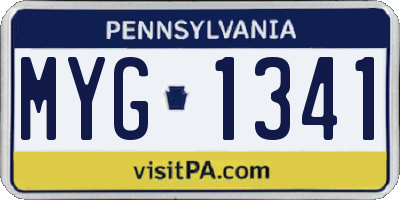 PA license plate MYG1341