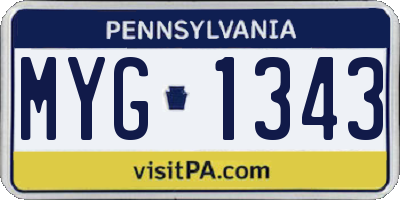 PA license plate MYG1343