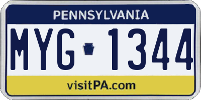 PA license plate MYG1344