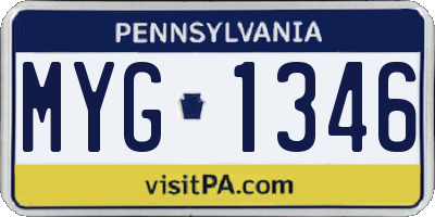 PA license plate MYG1346
