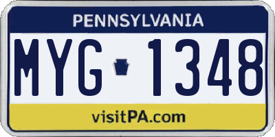 PA license plate MYG1348