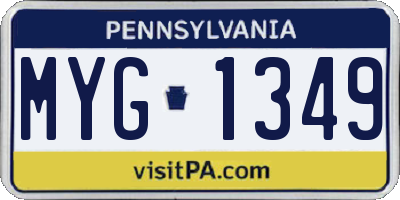 PA license plate MYG1349