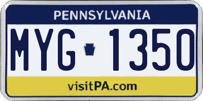 PA license plate MYG1350