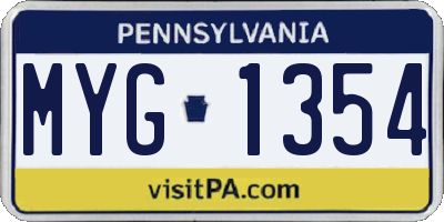 PA license plate MYG1354