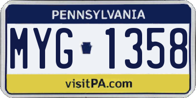 PA license plate MYG1358