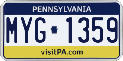 PA license plate MYG1359