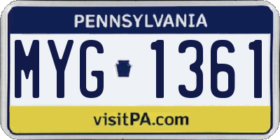 PA license plate MYG1361