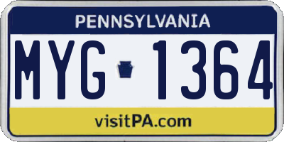 PA license plate MYG1364