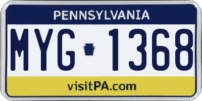 PA license plate MYG1368