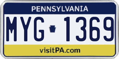 PA license plate MYG1369