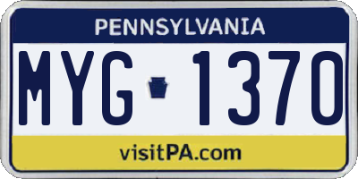 PA license plate MYG1370