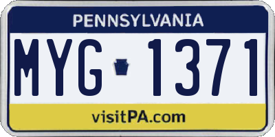PA license plate MYG1371