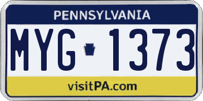 PA license plate MYG1373