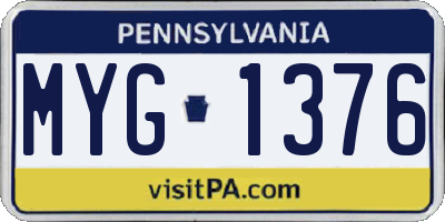 PA license plate MYG1376