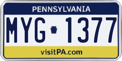 PA license plate MYG1377