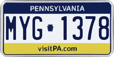 PA license plate MYG1378