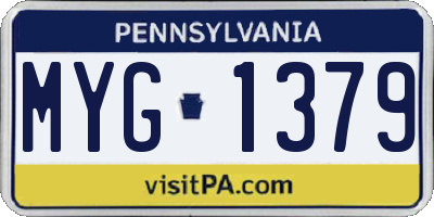 PA license plate MYG1379