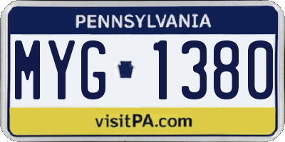PA license plate MYG1380