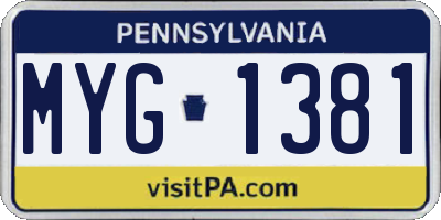 PA license plate MYG1381