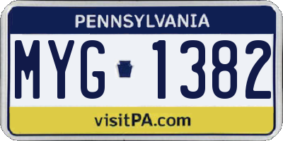PA license plate MYG1382