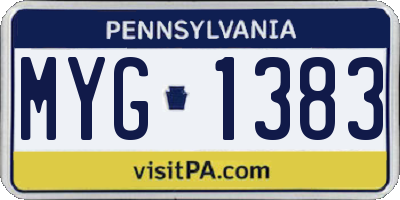 PA license plate MYG1383