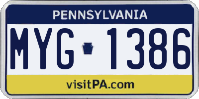 PA license plate MYG1386