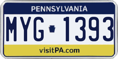 PA license plate MYG1393