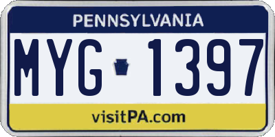PA license plate MYG1397