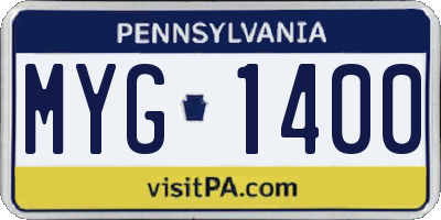 PA license plate MYG1400