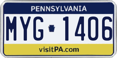 PA license plate MYG1406