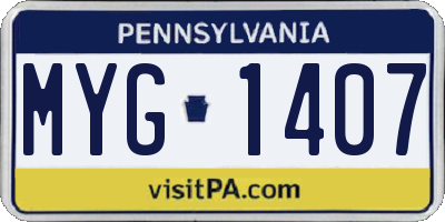 PA license plate MYG1407