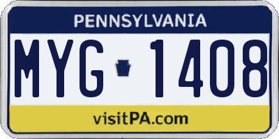 PA license plate MYG1408