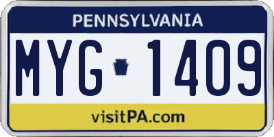 PA license plate MYG1409