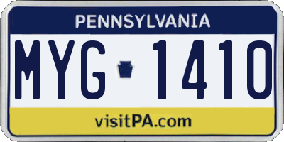 PA license plate MYG1410