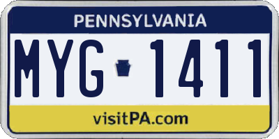PA license plate MYG1411