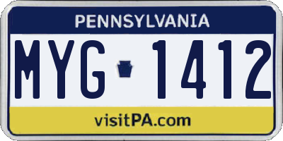 PA license plate MYG1412